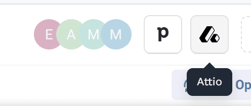 Attio quick access icon on the meeting recording page