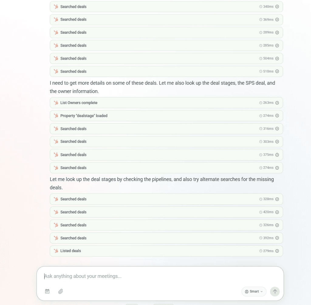AI searching and validating HubSpot deals in real-time