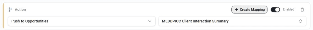 Action row with Create Mapping button for field-by-field configuration
