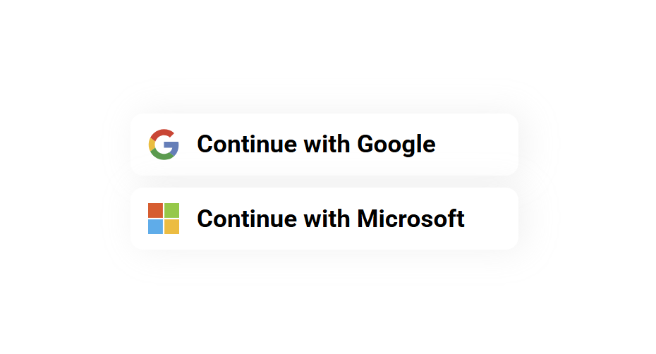 Sign-up page showing Continue with Google and Continue with Microsoft